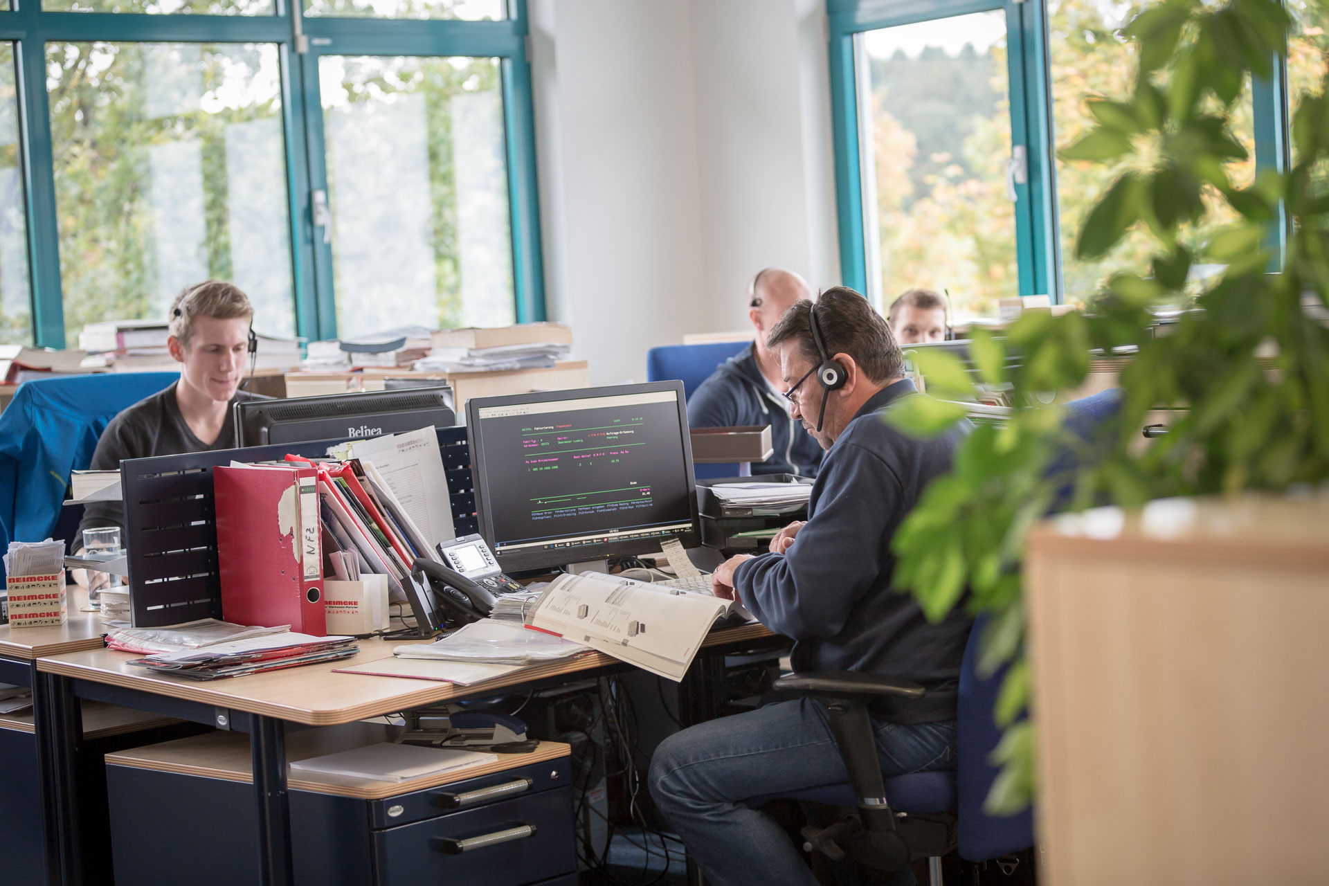 Office workers at computers